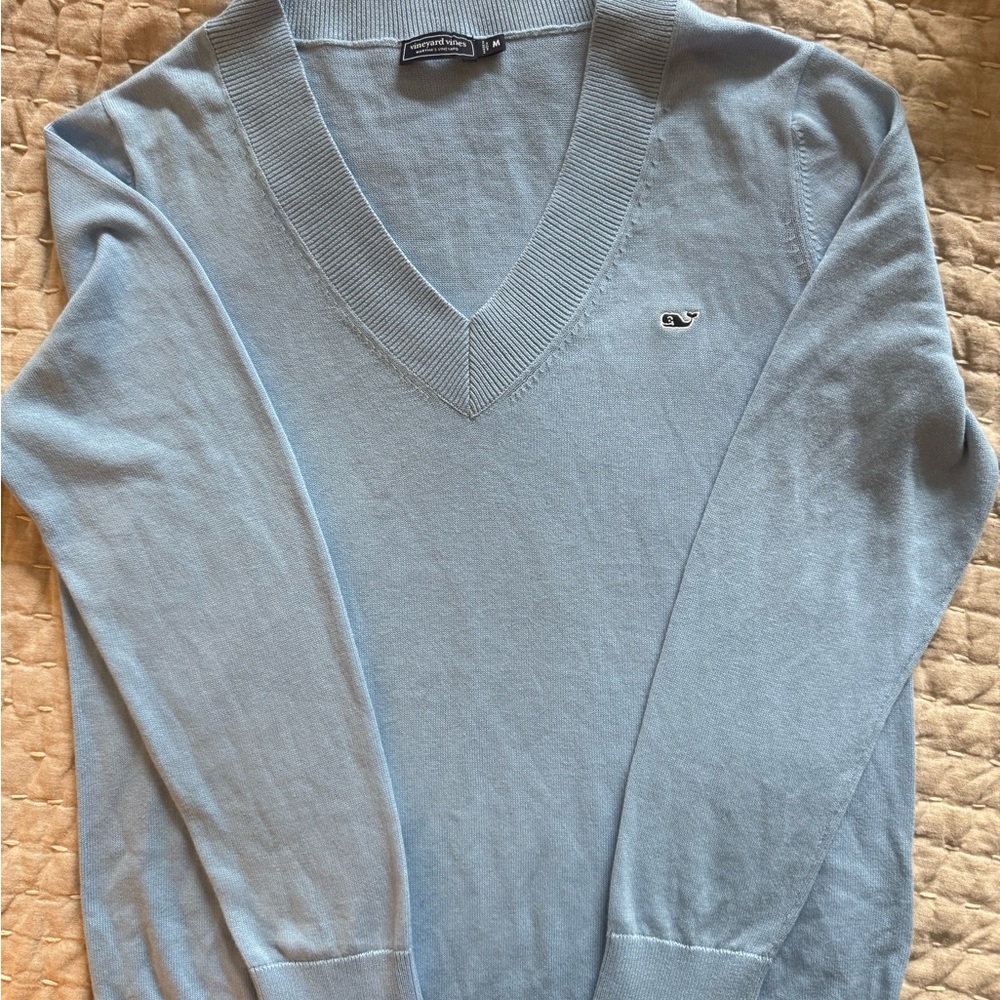 Vineyard Vines Women's Sky Blue V-Neck Sweater